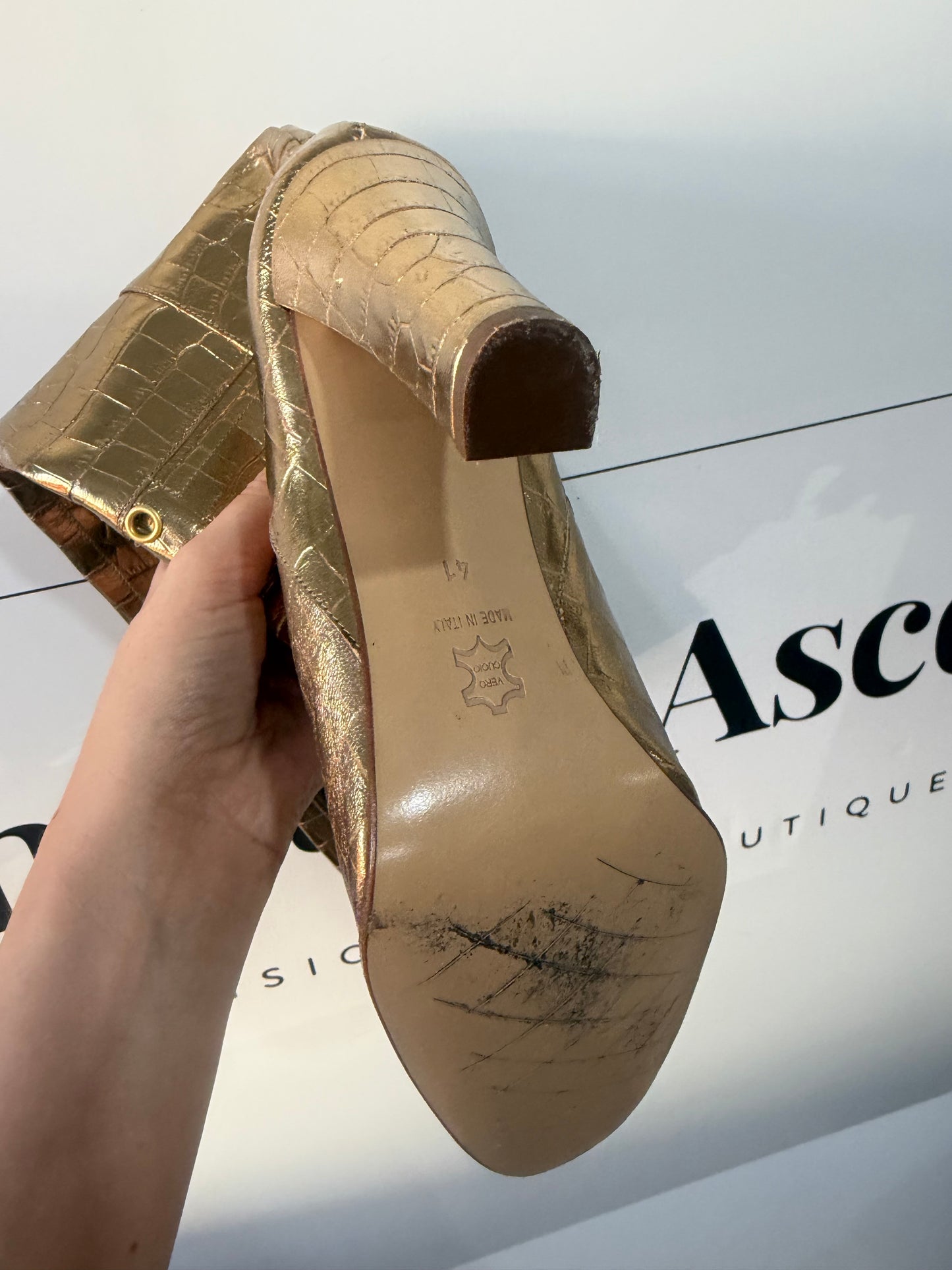 Gold La Perla Knee High Boots, Size 41