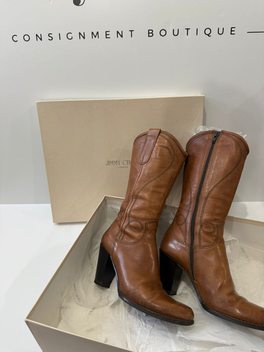 Brown Balmain Cowboy boots, 39/6