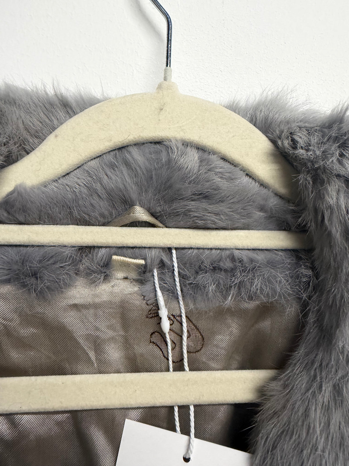 Preloved Vintage Rabbit Fur Jacket Size 8-12 (up to a small 14) Grey