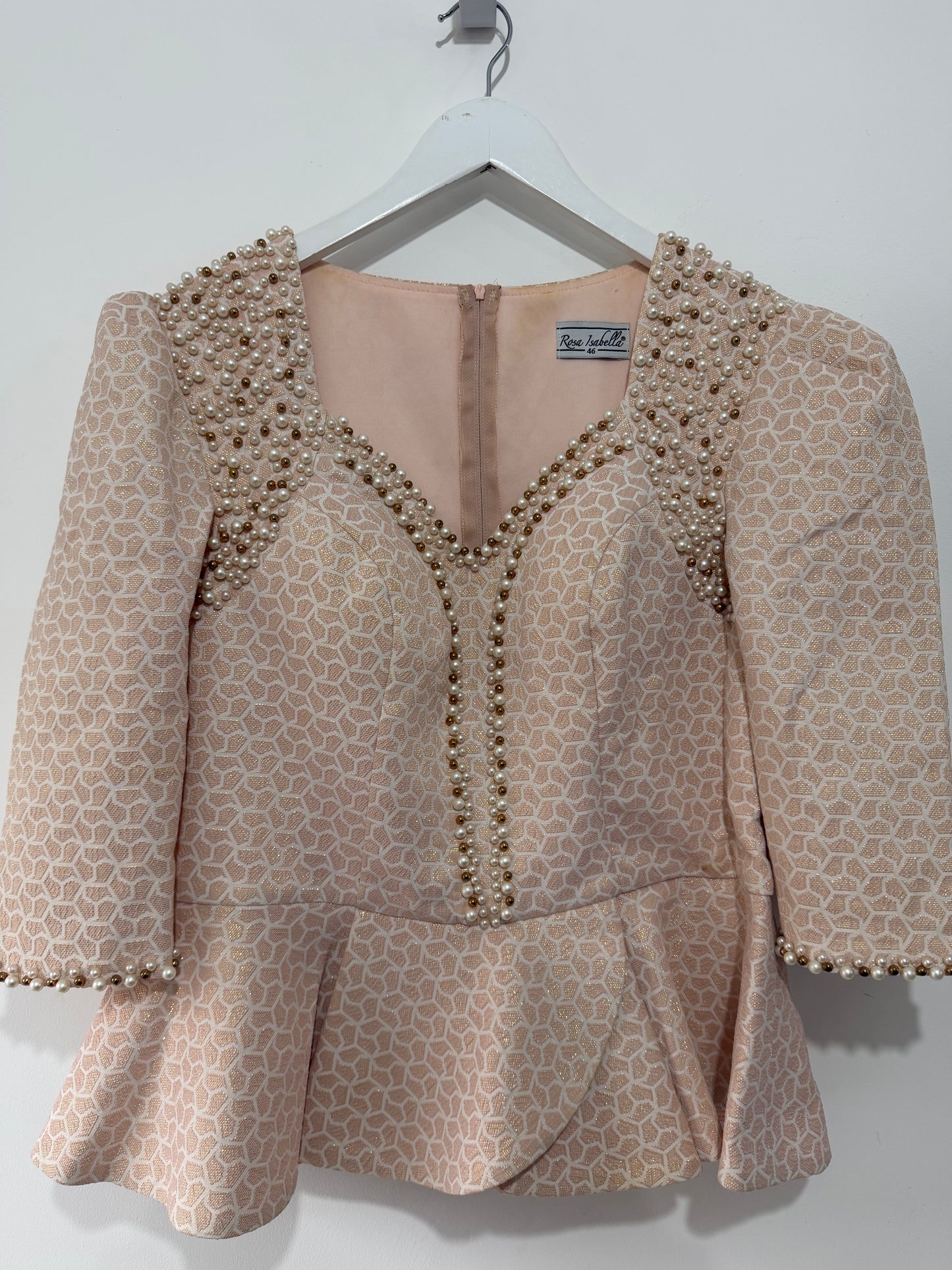 Pre-owned, Blush Isabella Acot Skirt Suit, Size Medium/Large