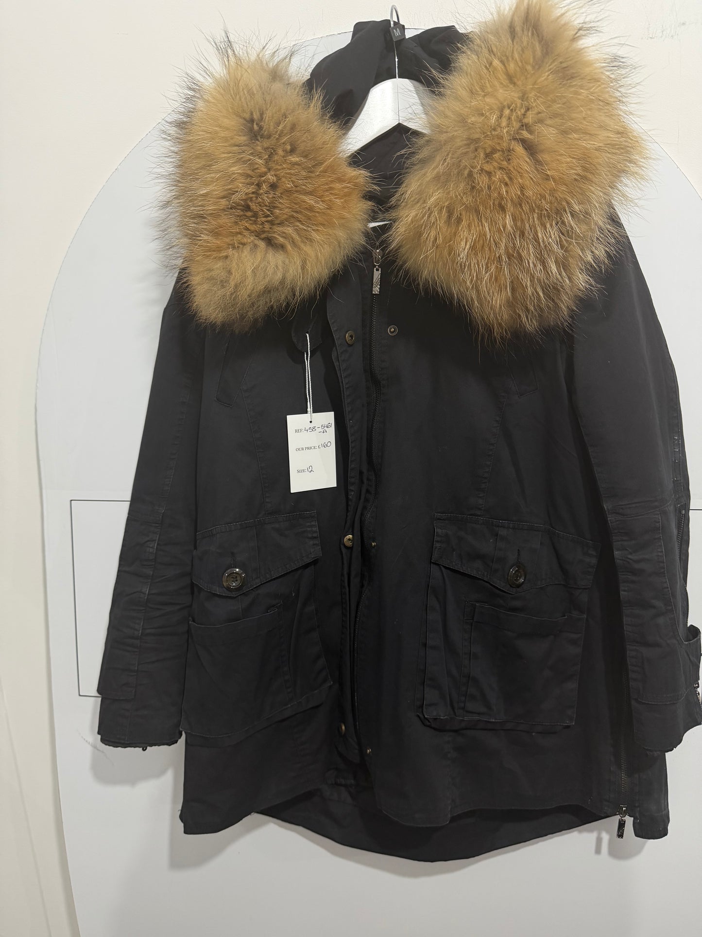 Black and Real Fur Collar SW10 Furry Lined Parka