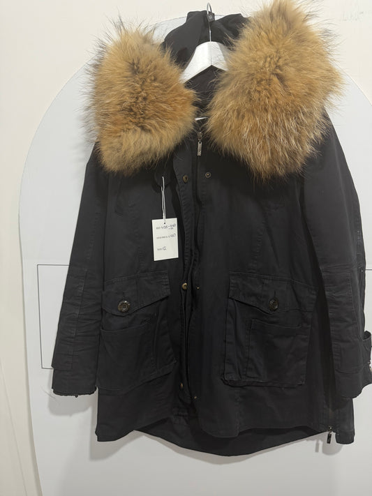 Black and Real Fur Collar SW10 Furry Lined Parka