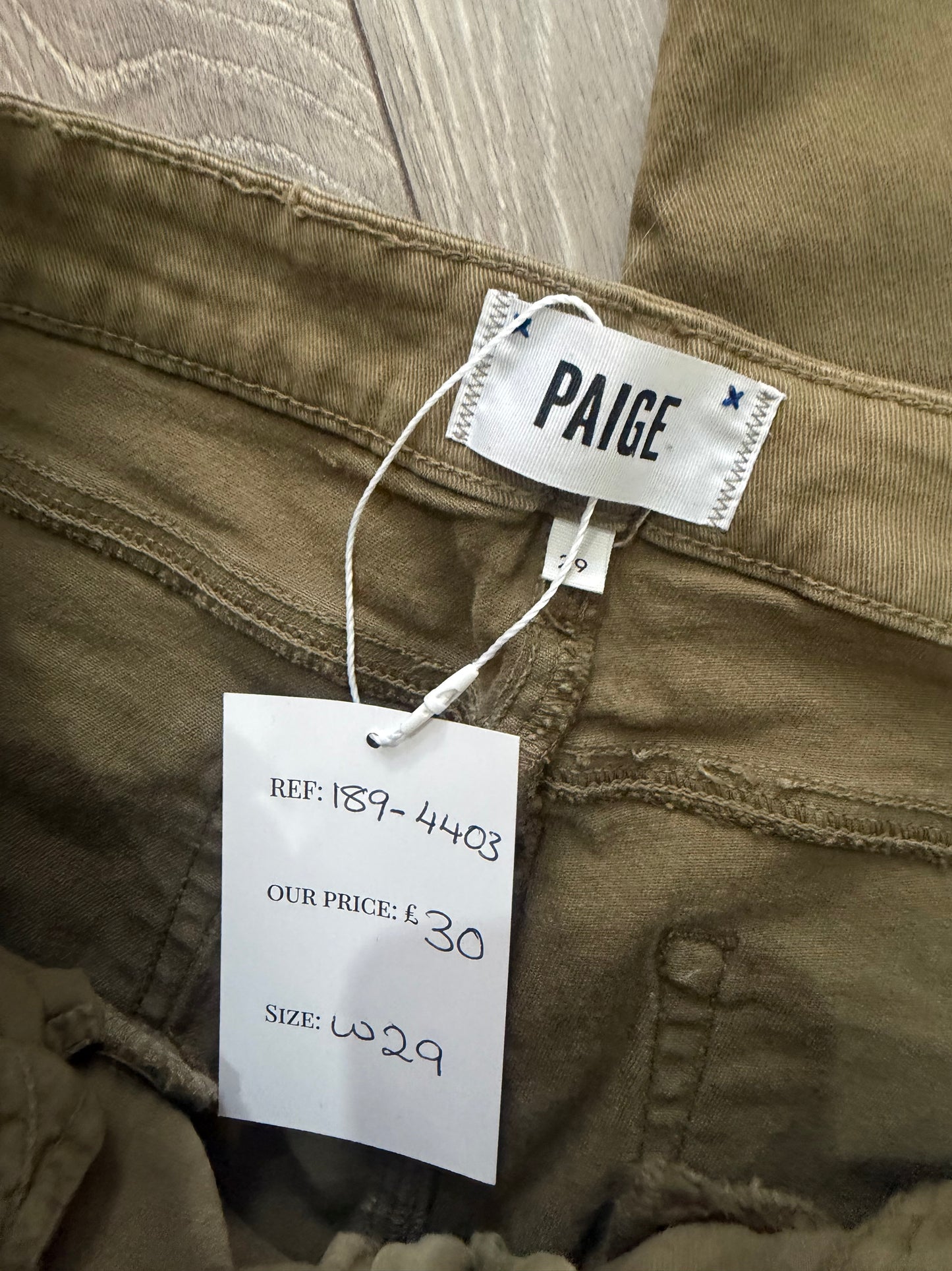 Khaki Paige Jeans, Waist 29
