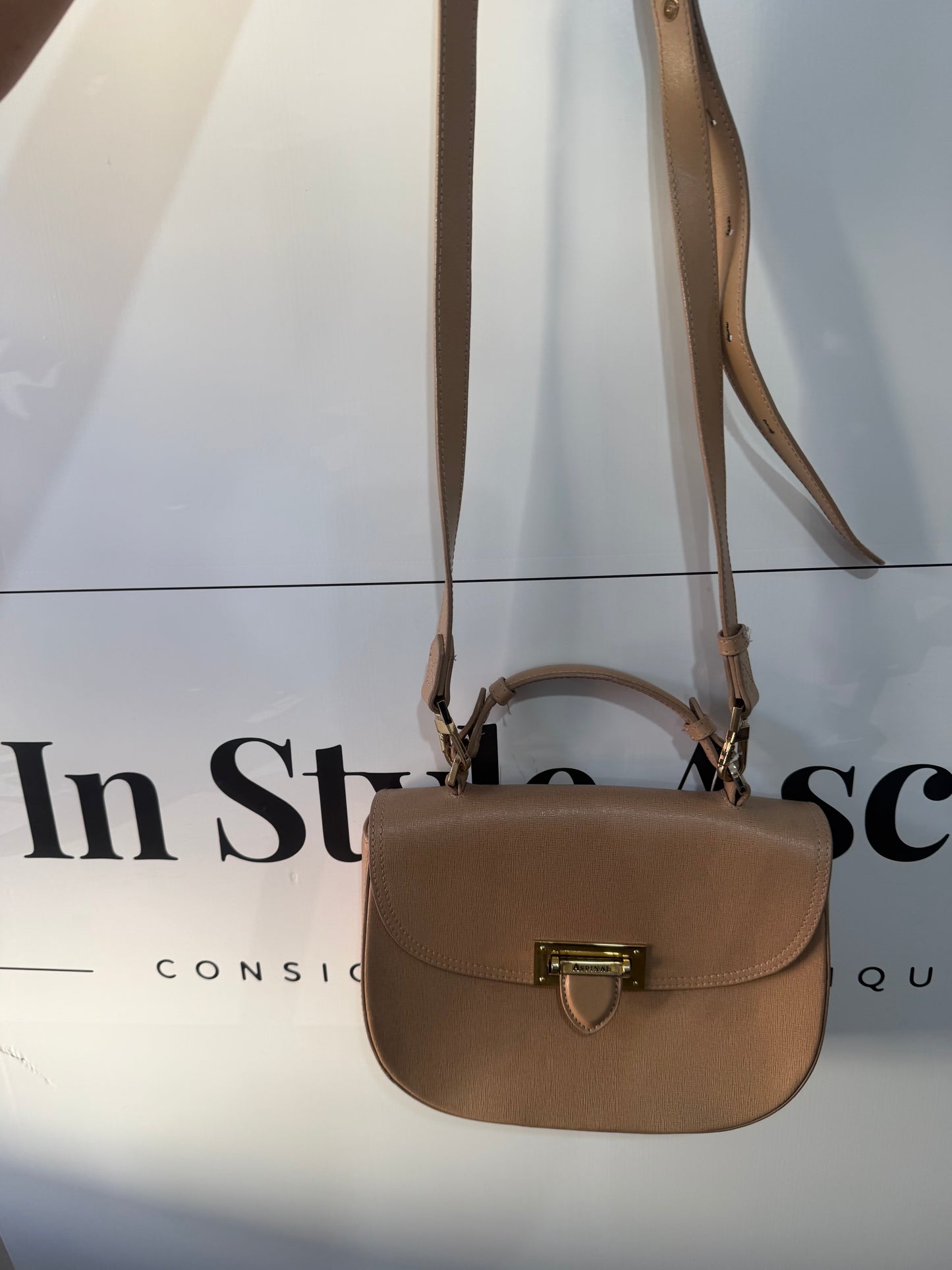 Beige Aspinal of London Crossbody Bag