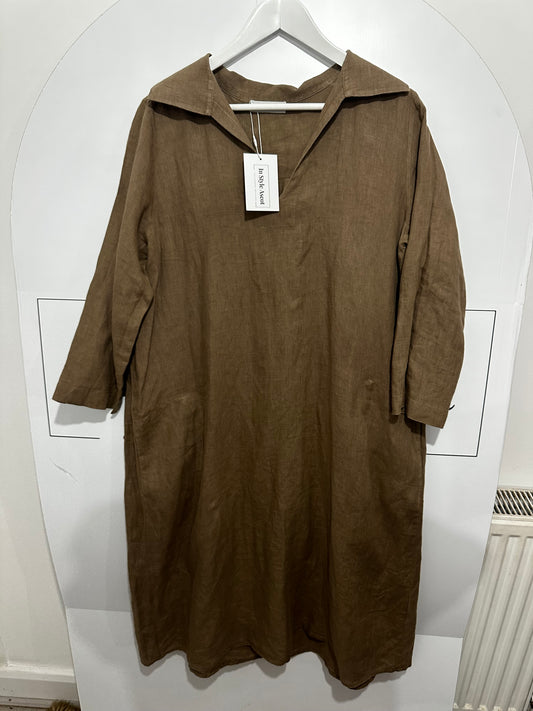 Beige WHYCI MILANO Linen Dress, Size 18