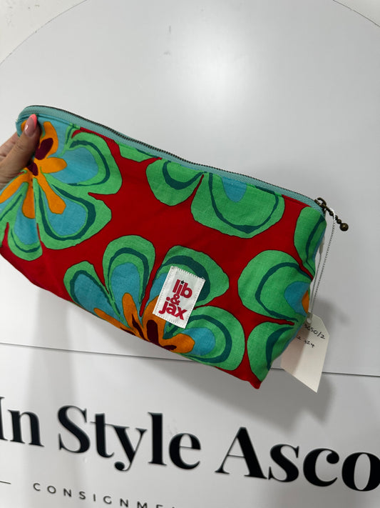 Red and Green floral print Lib&Jax Cosmetic pouch, Medium