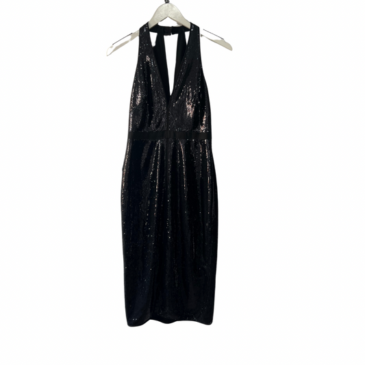 Black Sequin Halston Cocktail Dress, 6