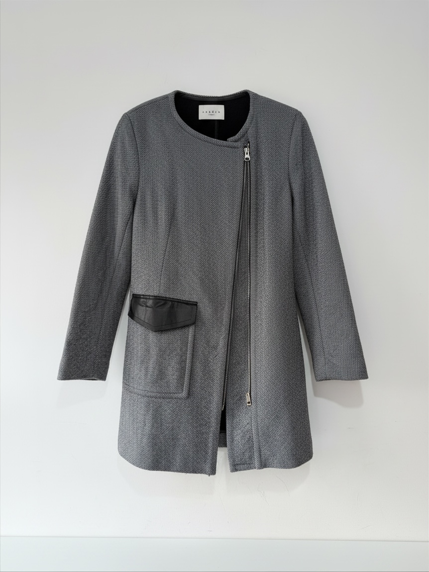 Preloved Sandro Jacket Size 12 Grey/Blue