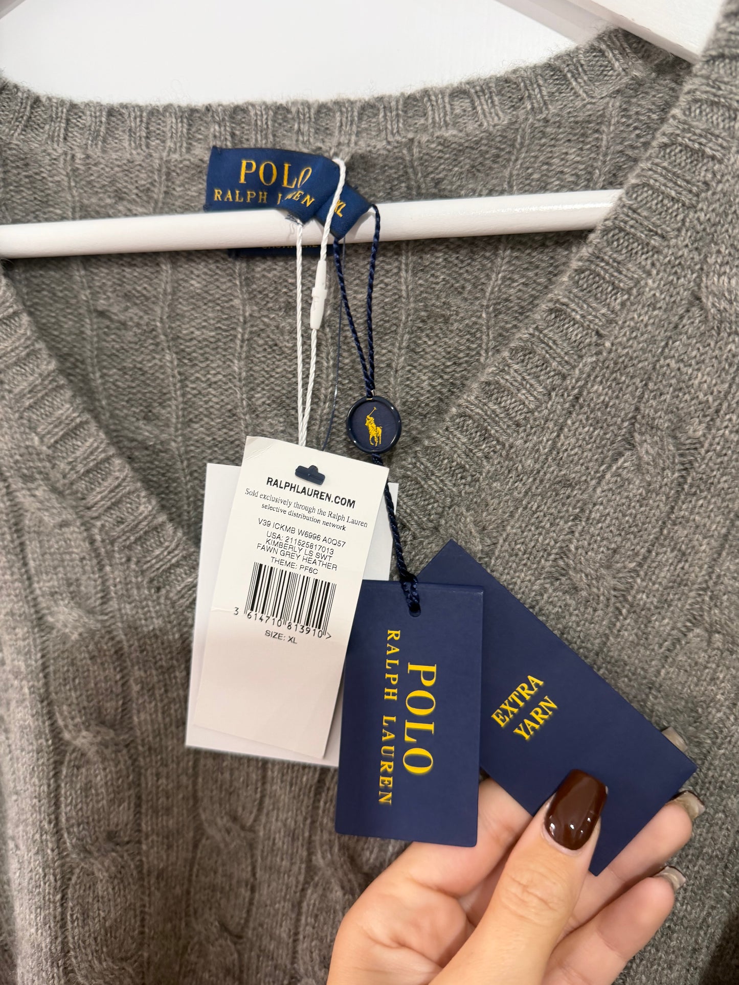 Grey Polo Ralph Lauren Cashmere Jumper, Size XL