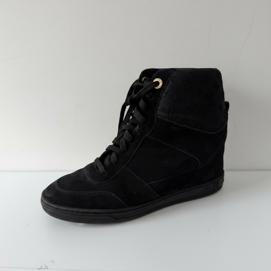 Preloved, Black Louis Vuitton High Top Sneakers, Size 36.5 - UK 3.5
