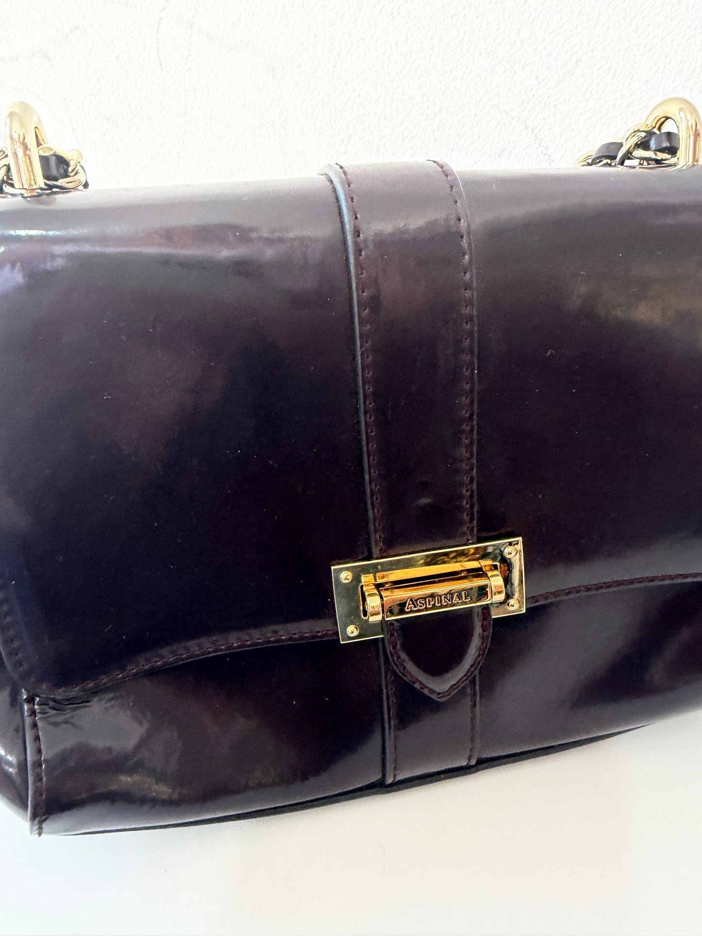 Preloved, Burgundy with Gold Hardware Aspinal of London Handbag
