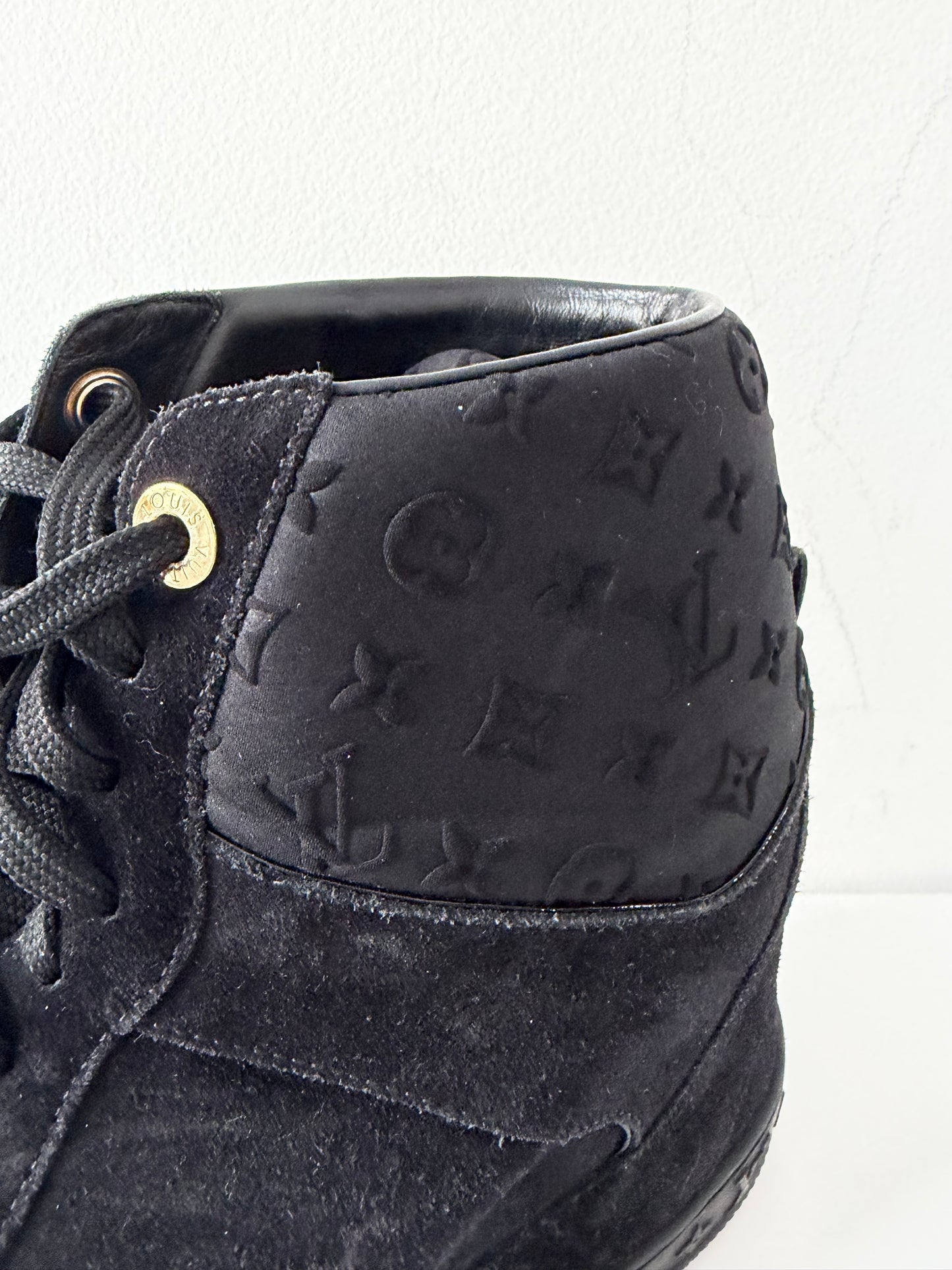 Preloved, Black Louis Vuitton High Top Sneakers, Size 36.5 - UK 3.5