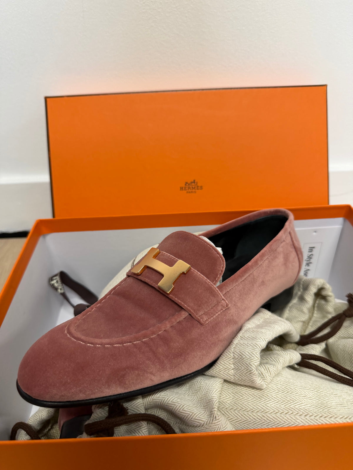 Preloved Hermes Loafers Size 4 Brand New Bois De Rose