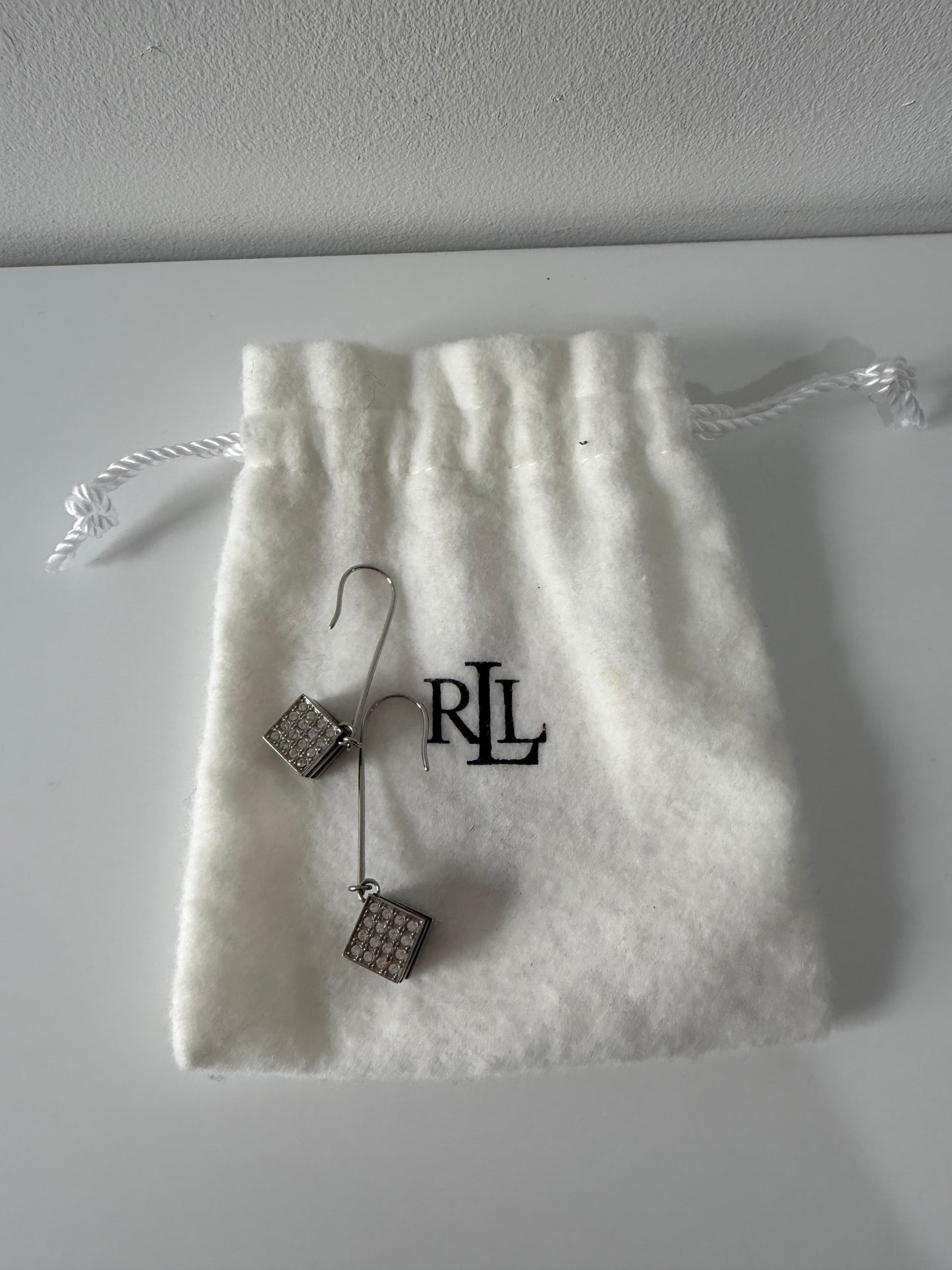 Preloved Black Silver Crystal Armani Earrings