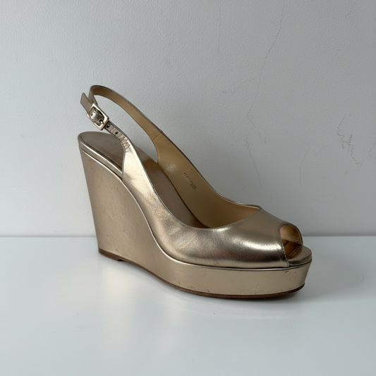 Preloved, Rose Gold Jimmy Choo Wedges, Size 36.5 - UK 3.5