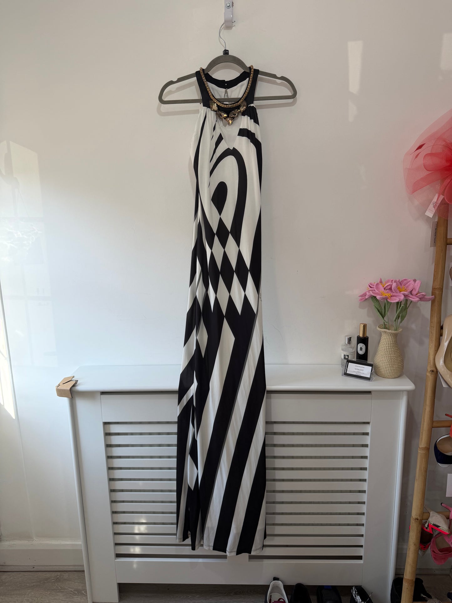 Preloved, Black/White Unbranded Dress, UK 10