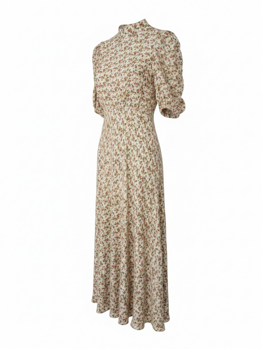 Preloved Ghost Dress Large Beige with multicolour floral pattern