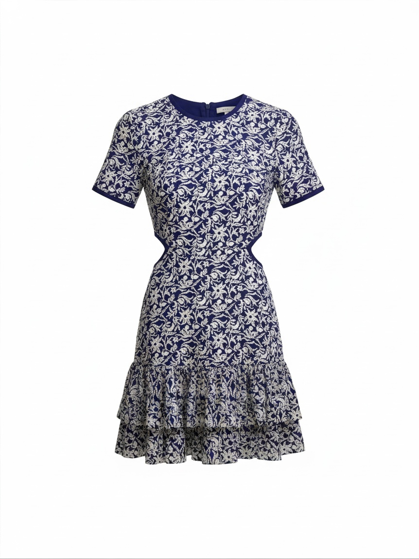 Preloved Maje Dress Size 8 Blue and White