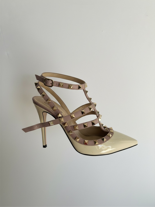 Preloved Valentino Garavani Heels Size 6.5 - 39.5 Cream Rockstud