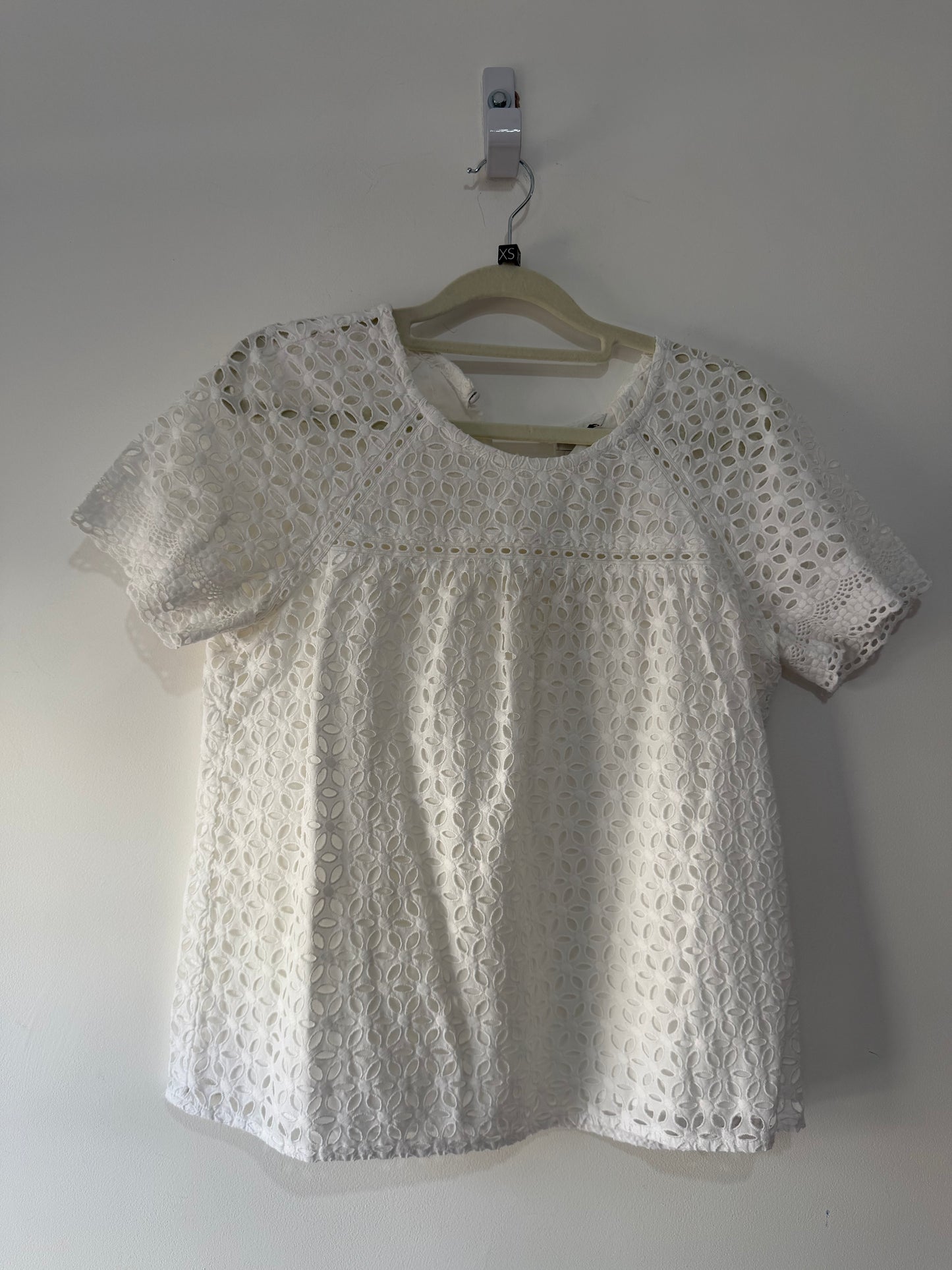 Pre-loved white with floral pattern J.Crew Blouse, Size 10