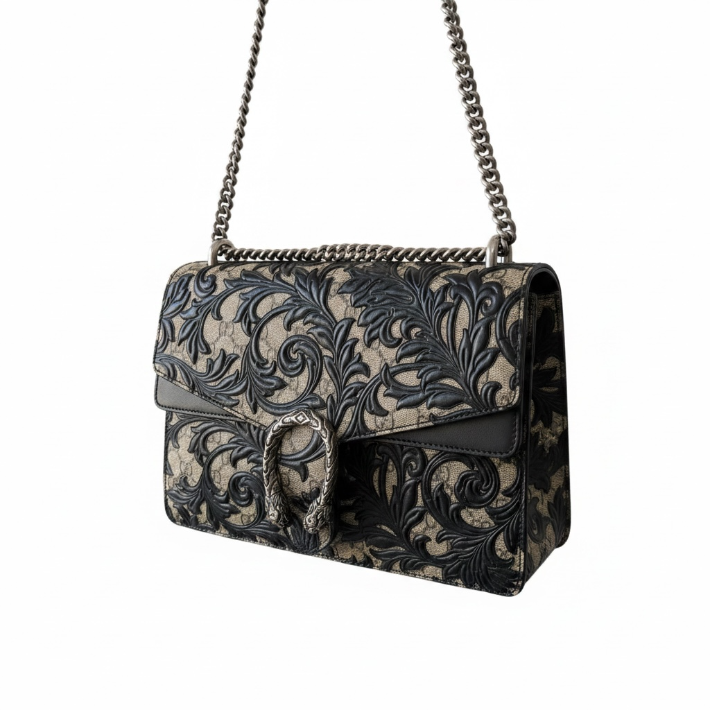 Preowned Monogram Arabesque Gucci Dionysus Bag, Medium