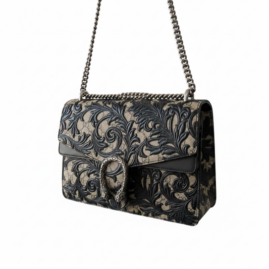 Preowned Monogram Arabesque Gucci Dionysus Bag, Medium