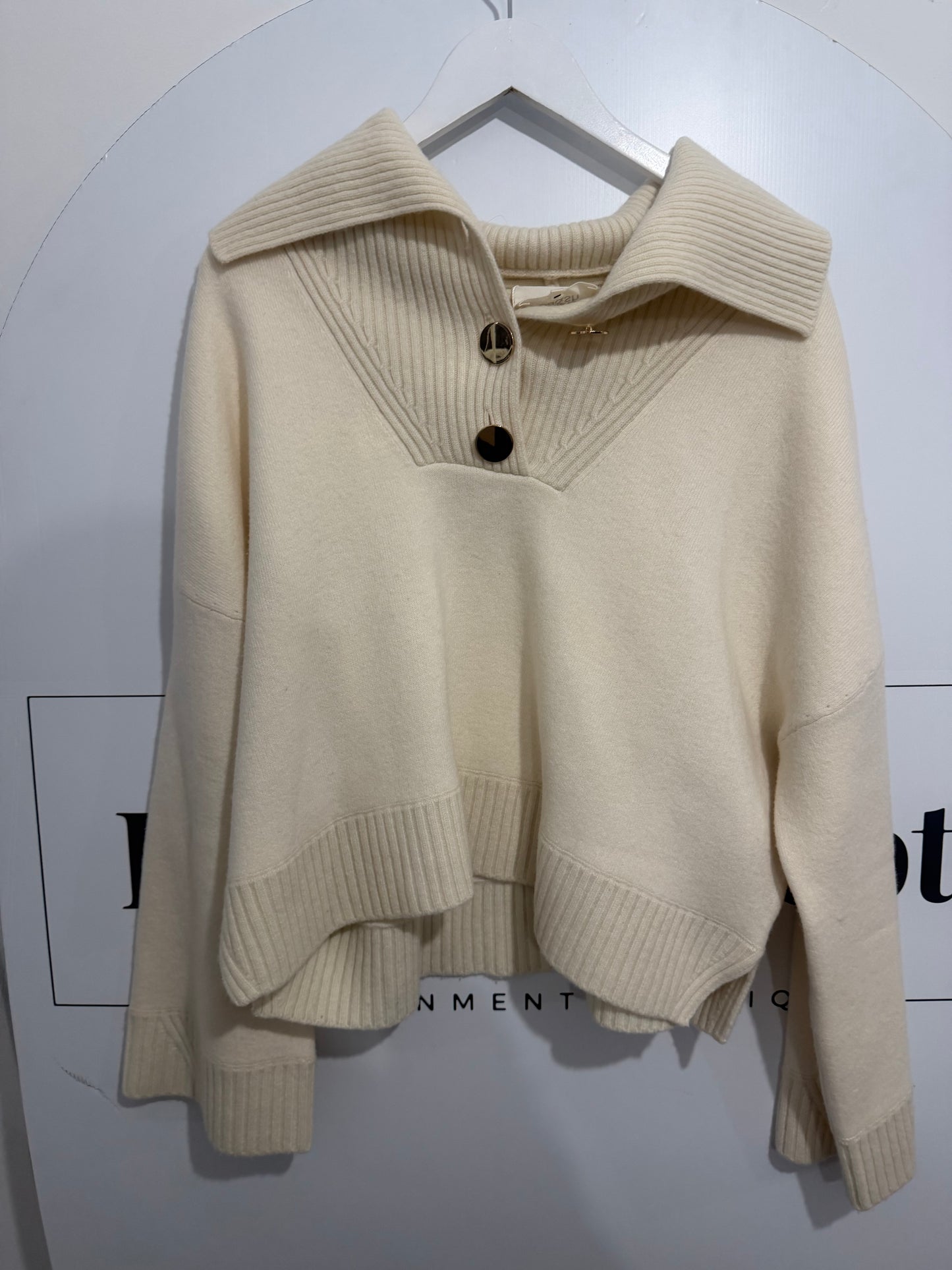 Cream Ba&sh Jumper, Size 3 (Medium, 12-14)