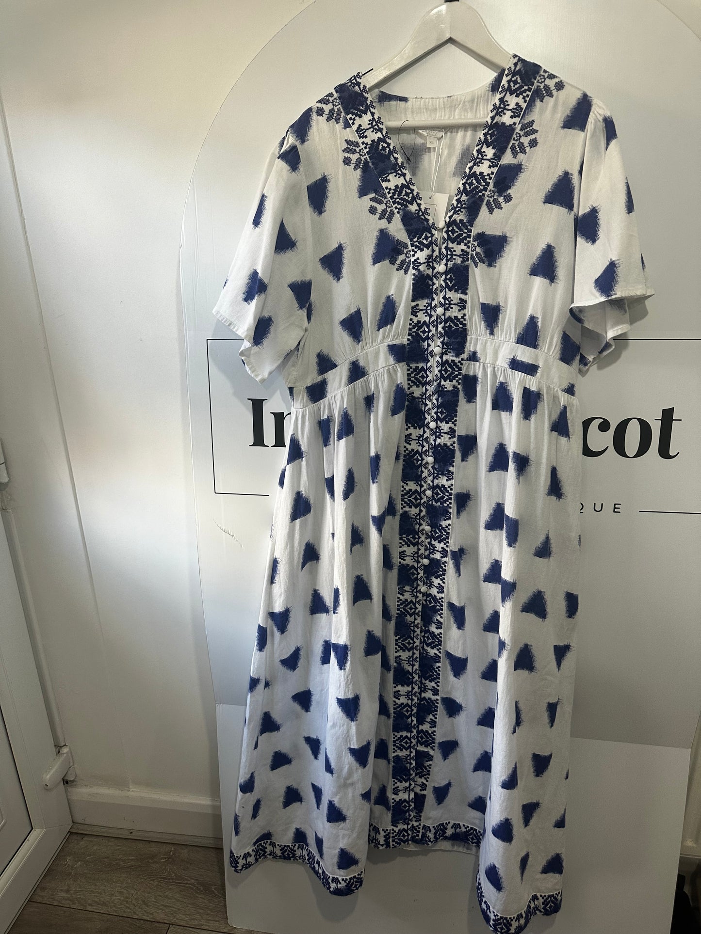 White/Blue Monsoon Dress, XL