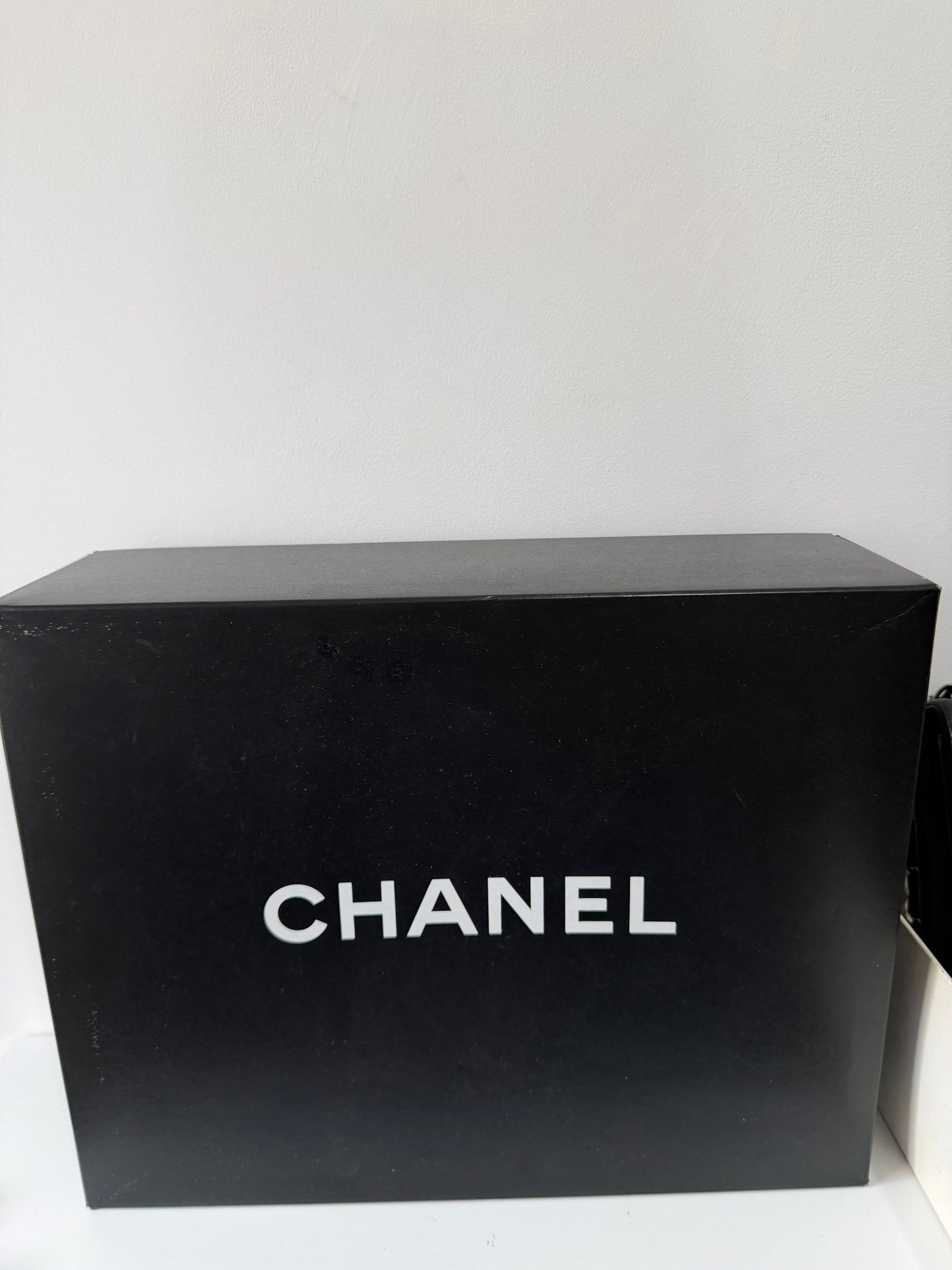 Preloved, Black Chanel Quilted Jumbo Single Flap Bag, Silver Hardware, Black Caviar Leather