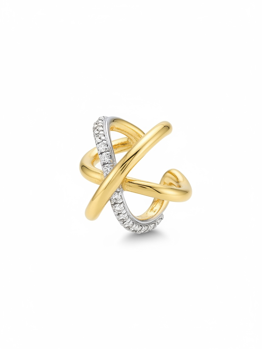 Preloved Monica Vinader Jewellery - Earring Gold, with silver diamonds