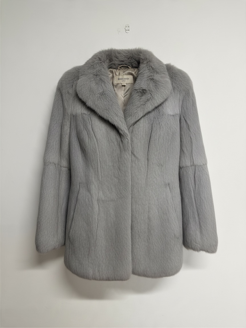 Preloved Vintage Rabbit Fur Jacket Size 8-12 (up to a small 14) Grey