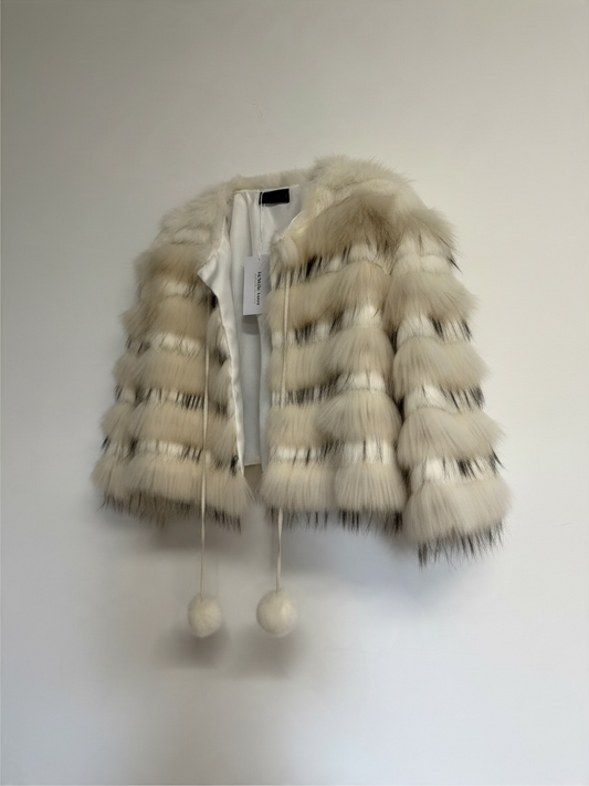 Preloved Hale Bob Fur Jacket Size S White Rabbit Fur