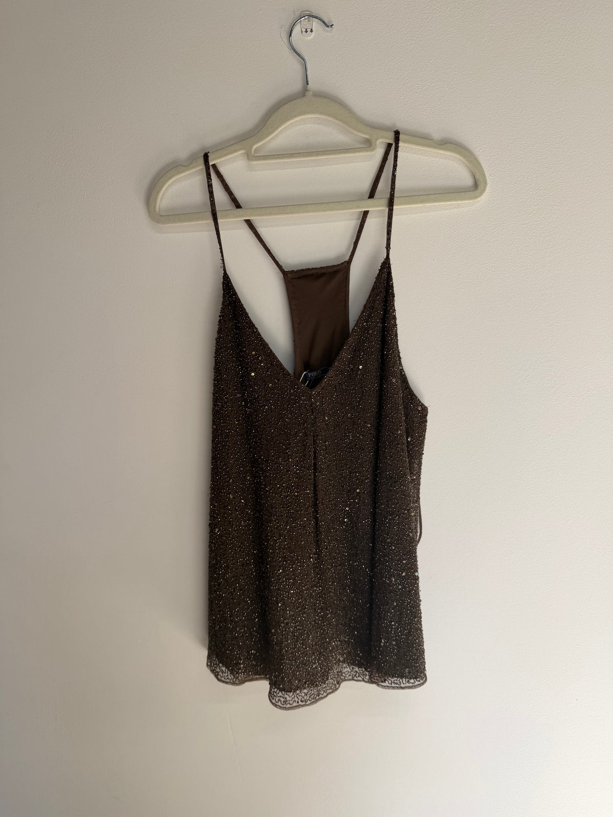 Preloved Polo Ralph Lauren Top Size L Brown Sequin
