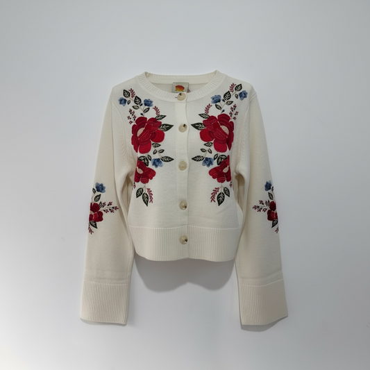 Pre-owned White Farmrio Cardigan, Small