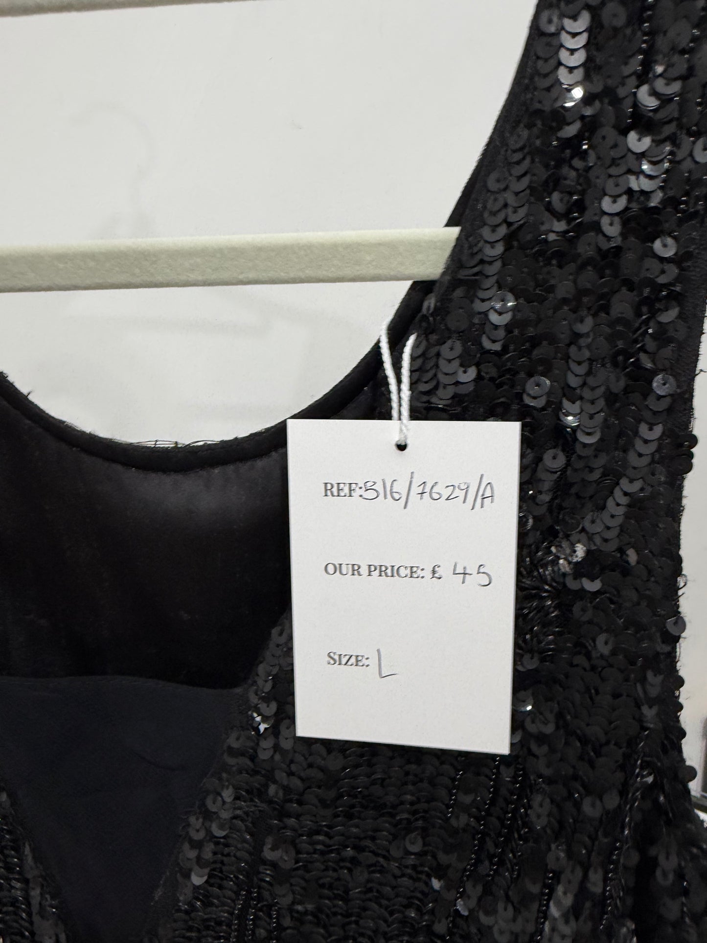 Pre-owned black with stars Zara Sequin dress, Size large