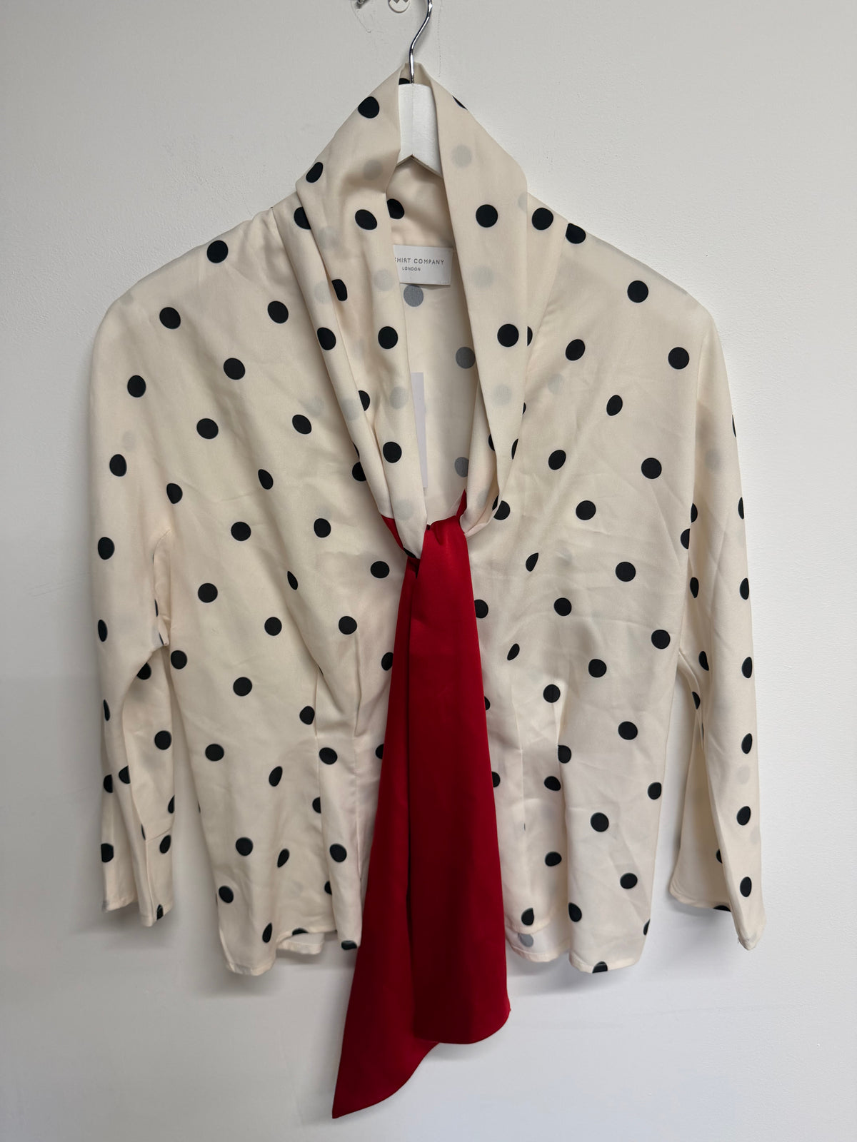 Preloved The Shirt Company Shirt Size UK 10 White, Red, and Black Polka Dot