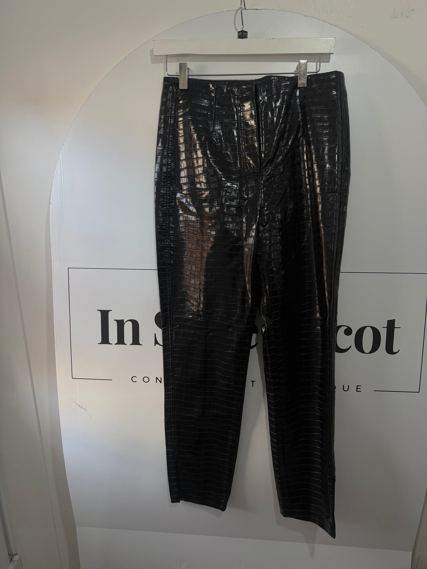 Croc Effect Rotate by Birger Chistensen Leather Pant, Size 12