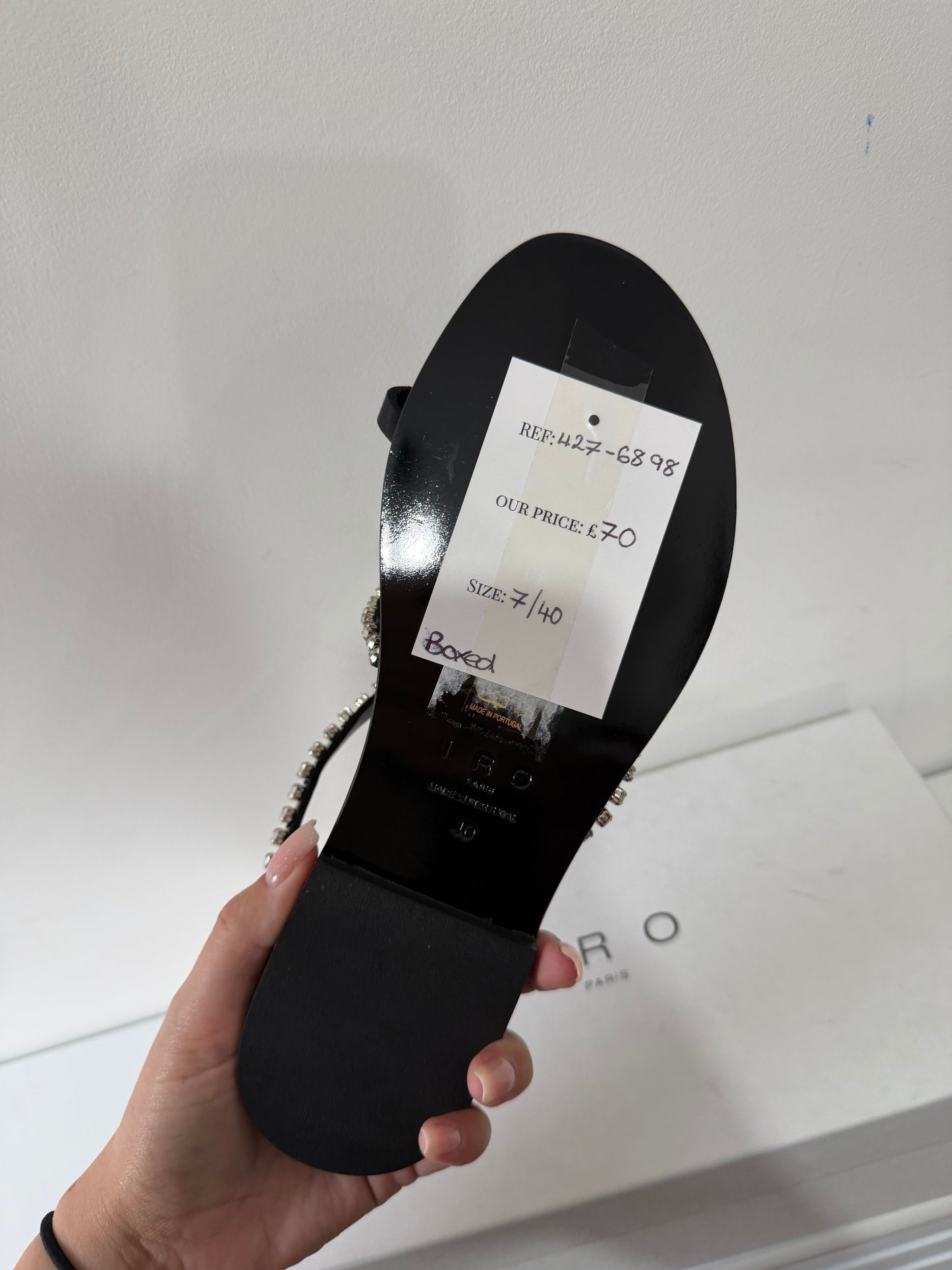 Pre-owned, Brand New Black and Crystal Iro Sandals, Size 7 - 40