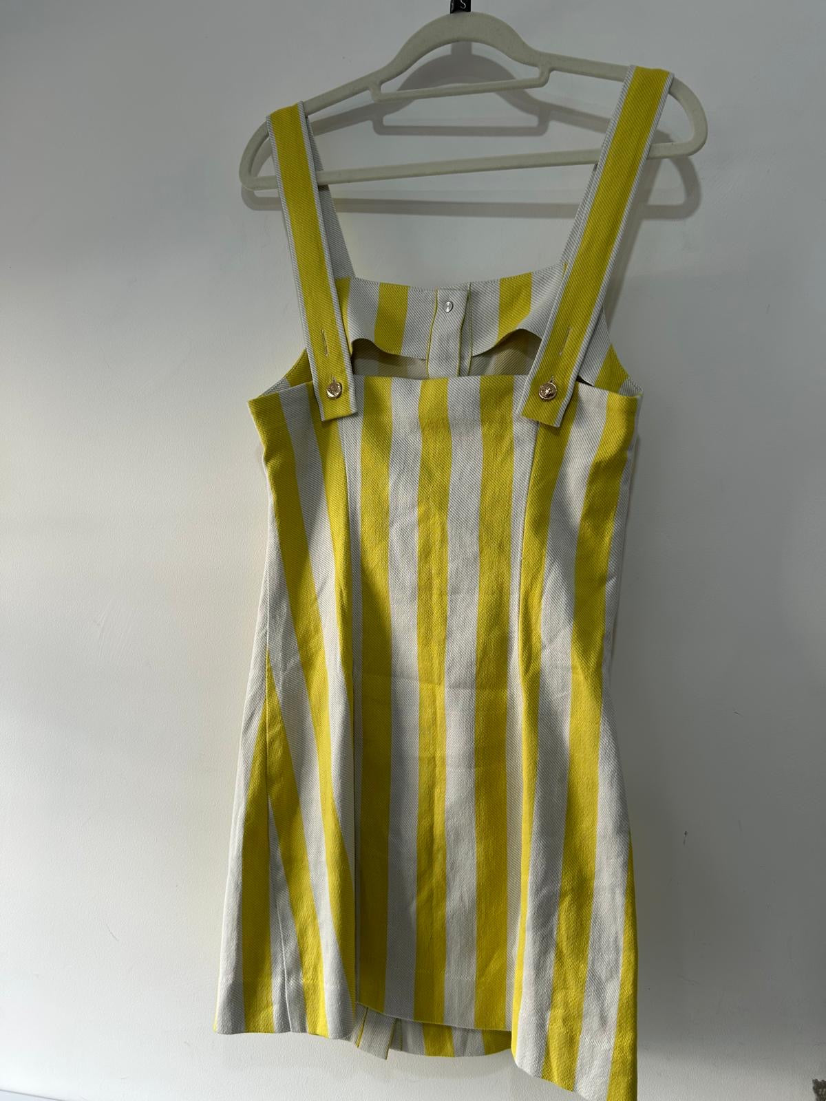 Preloved Yellow & Cream Strip Miguelina Top, Small
