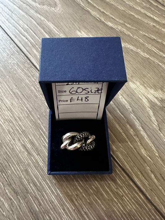 Silver Swarovski Chunky Ring, Size 60