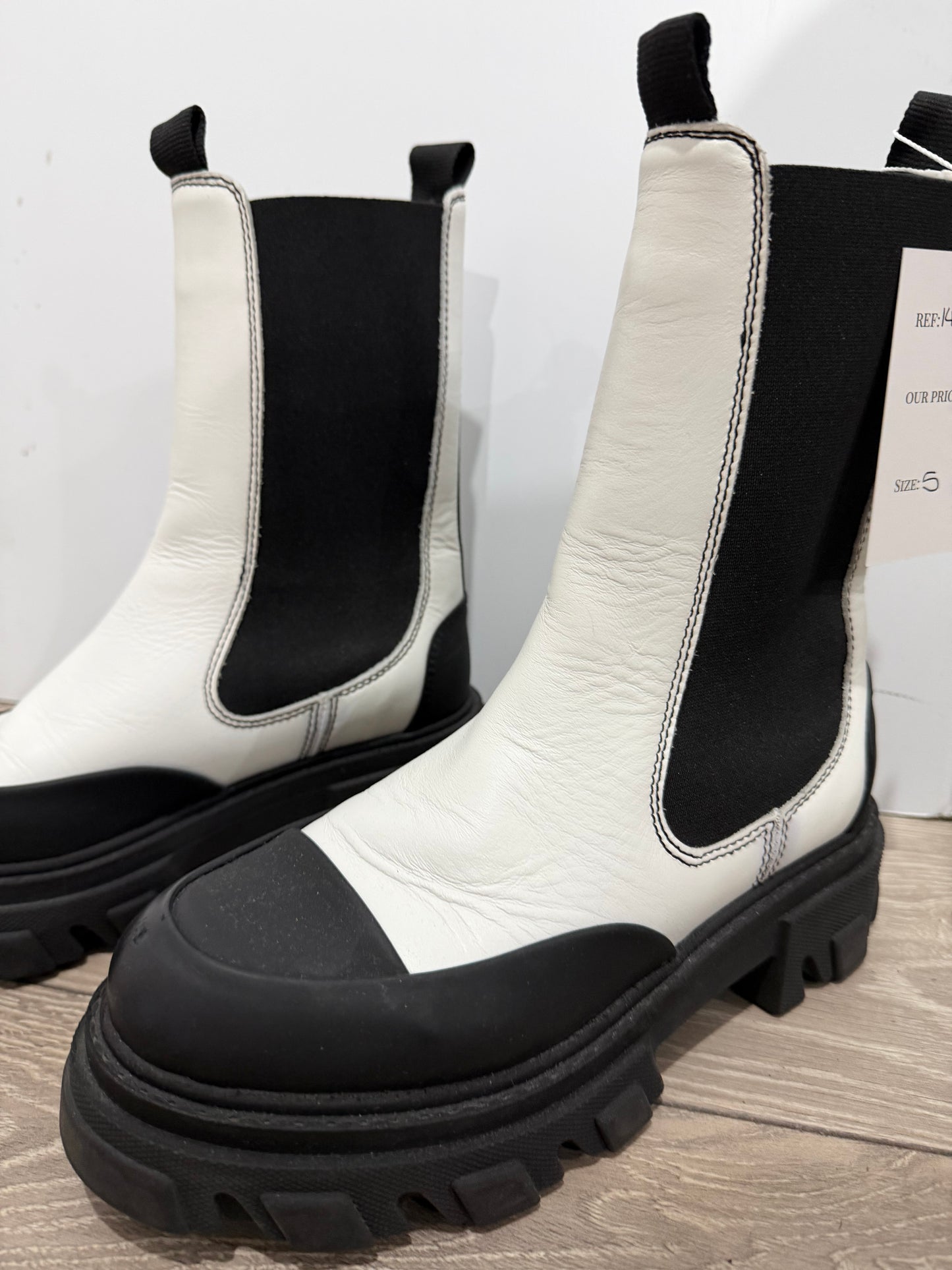 White Ganni Chunky Boots, Size 38 - UK 5