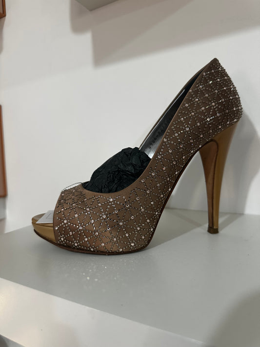 Brown & Sparkle Gina Heels, 39.5 - 6.5 UK