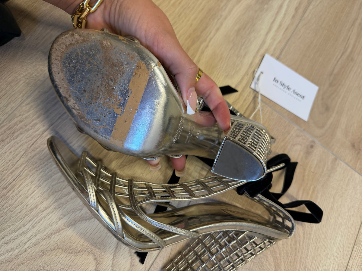 Preloved YSL Yves Saint Laurent Heels Size 5 Silver Cage