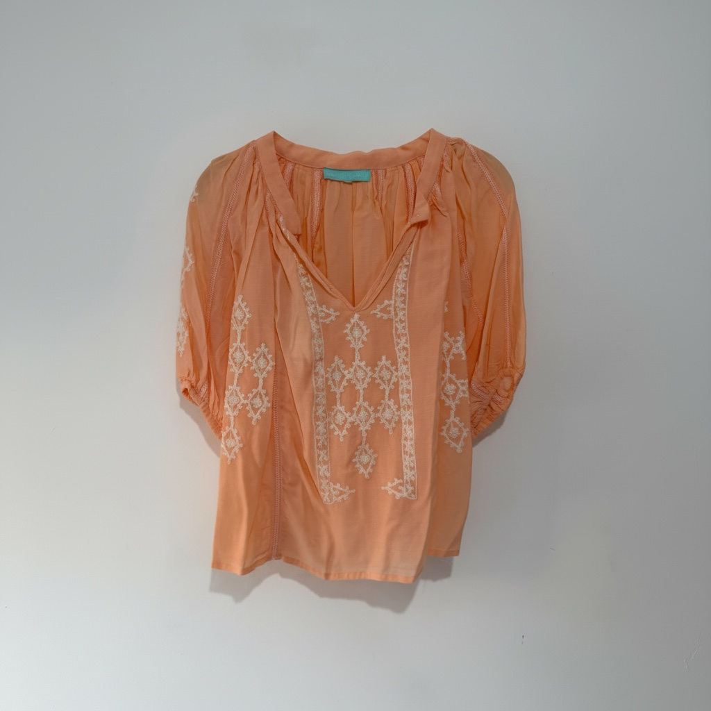 Pre-owned, Salmon Pink/Orange Melissa Obabash Blouse, Size XS/XXS