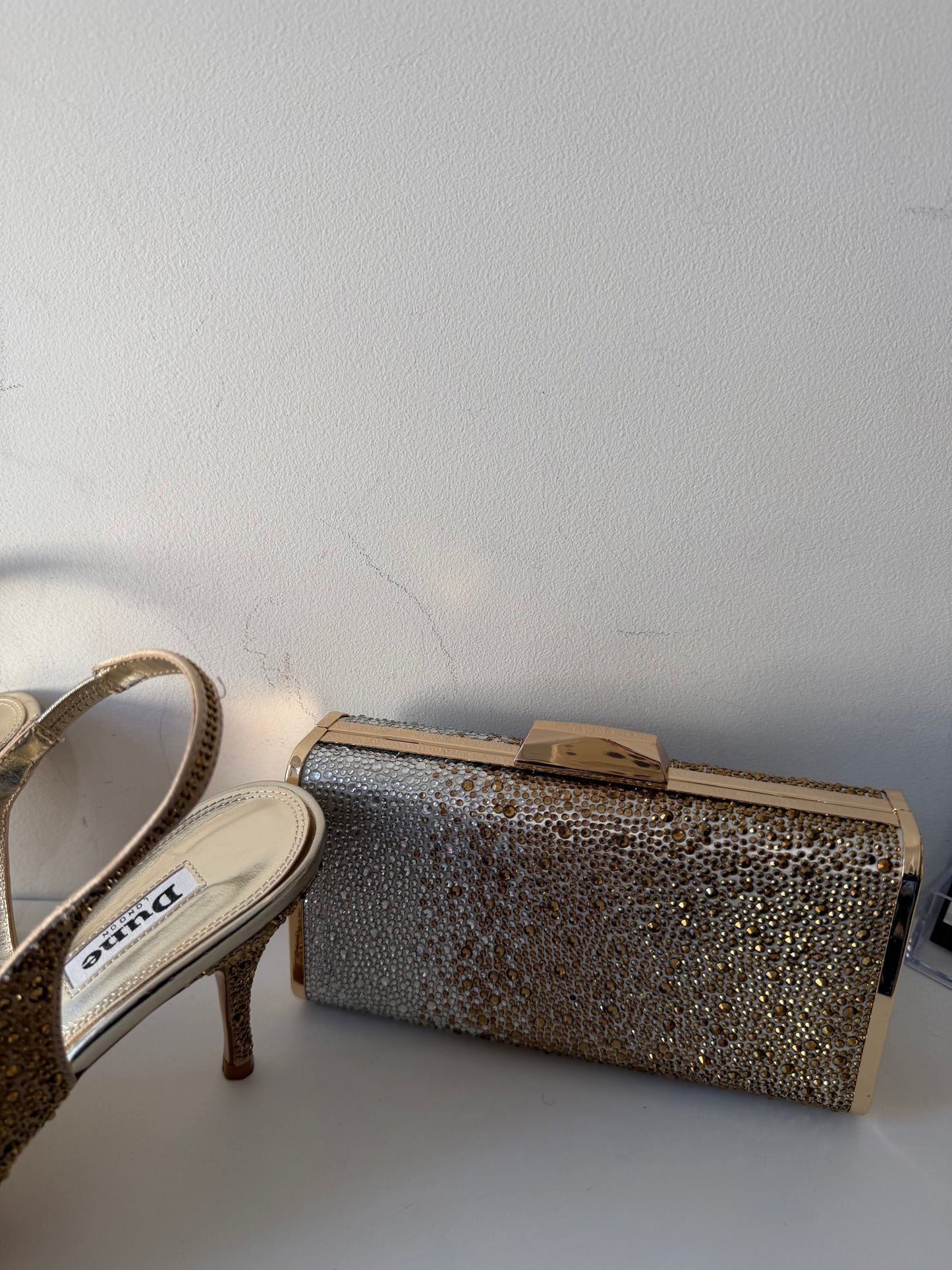 Preloved Dune Bag and Heels Set Size 41 - UK 7.5/8 Gold and Silver
