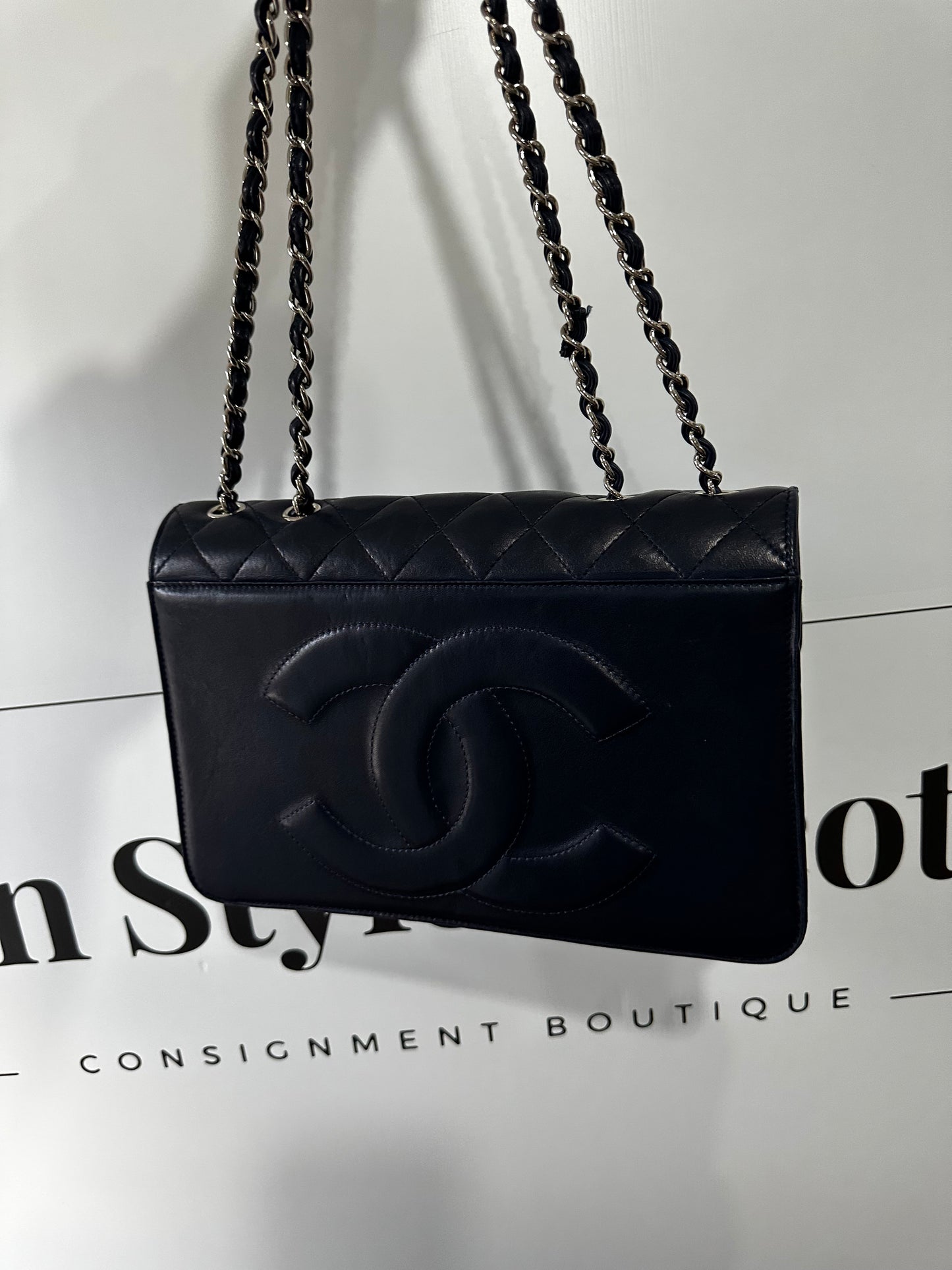 Navy with Silver Hardware Chanel Double Flap