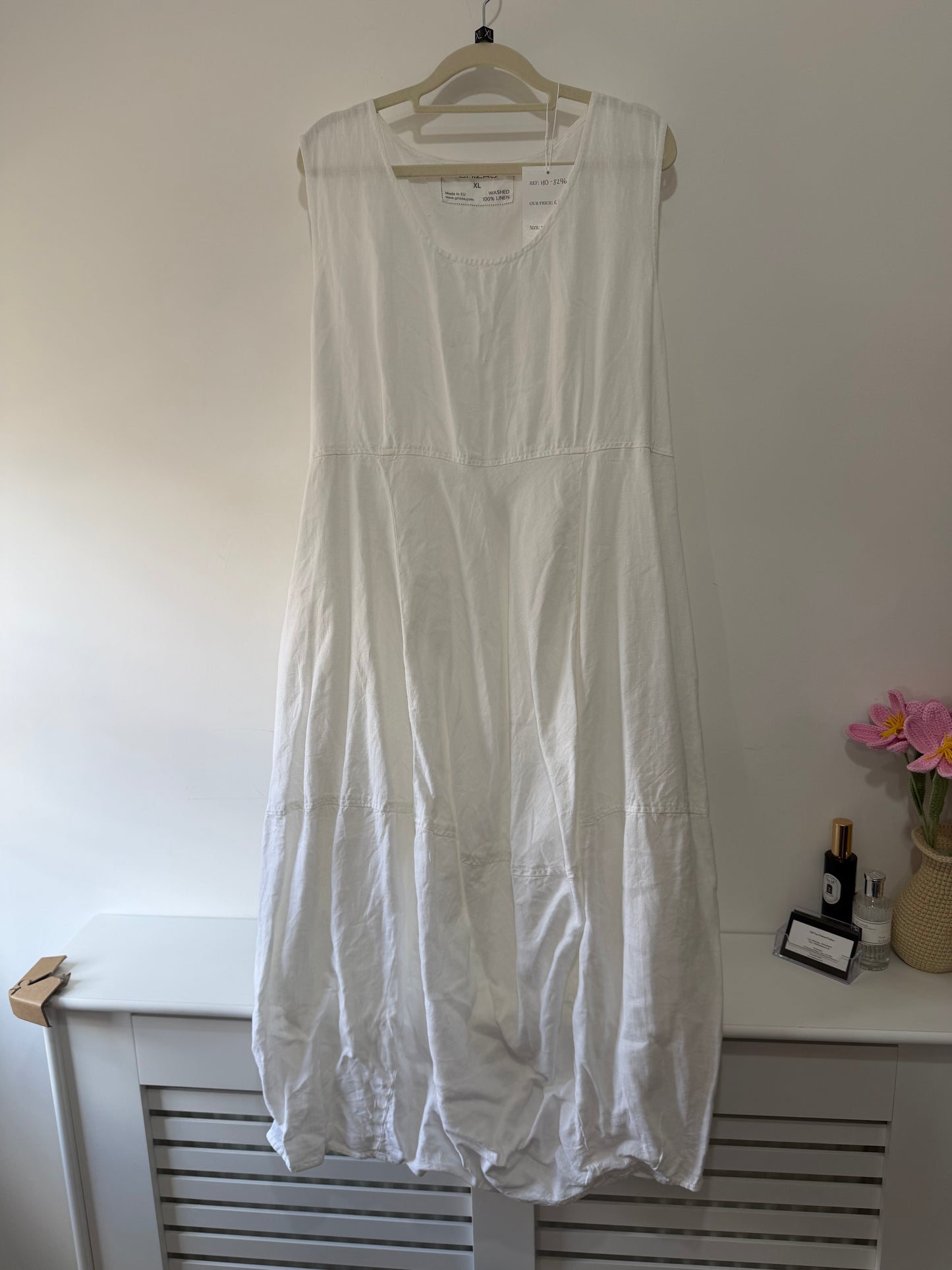 Preloved, White Linen Grizas Dress, XL