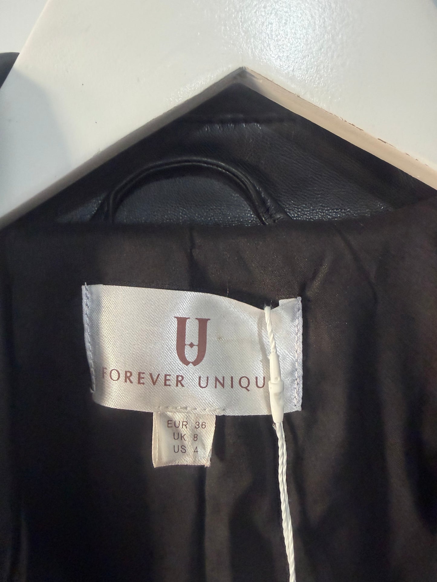 Black & White Forever Unique Leather jacket, UK 8