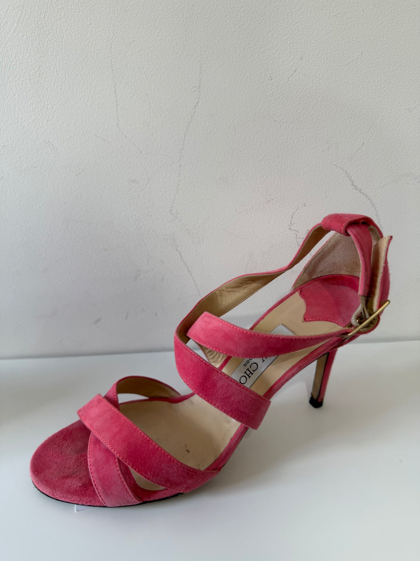 Preloved, Pink Suede Jimmy Choo Heels, Size 6