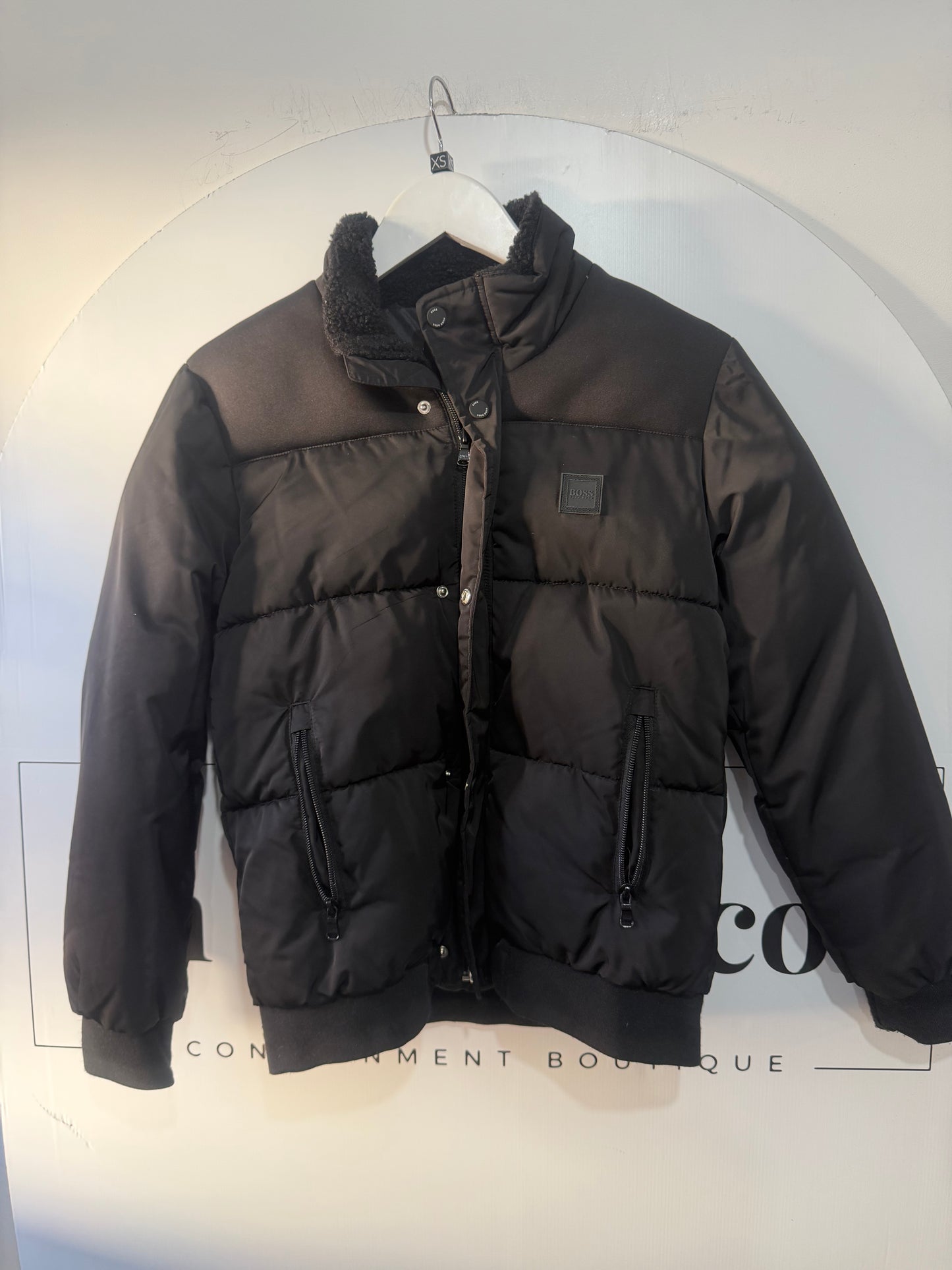 Black Hugo Boss Puffer Coat, Size XS
